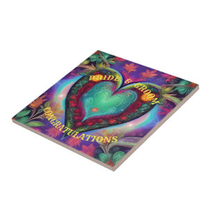 CONGRATULATIONS BRIDE AND GROOM TILE