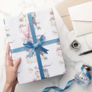 Congratulations! Bride & Groom Wedding Dress Wrapping Paper