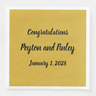 Congratulations Brush Brushstroke Script Gold Napkin