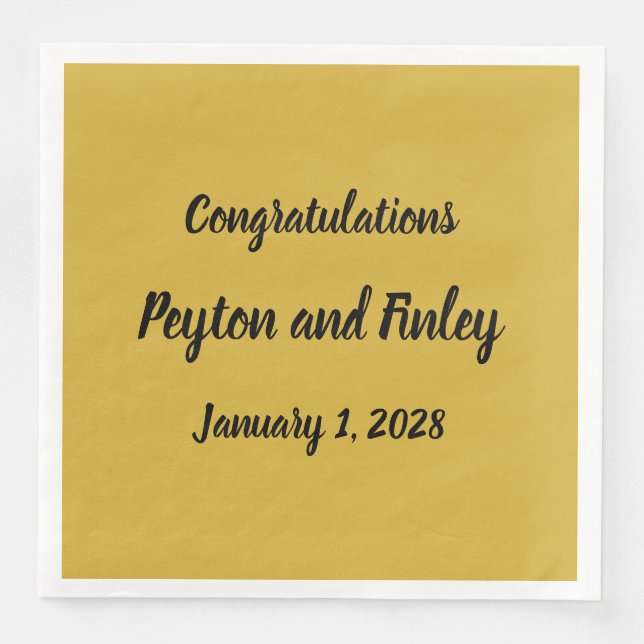 Congratulations Brush Brushstroke Script Gold Napkin (Front)