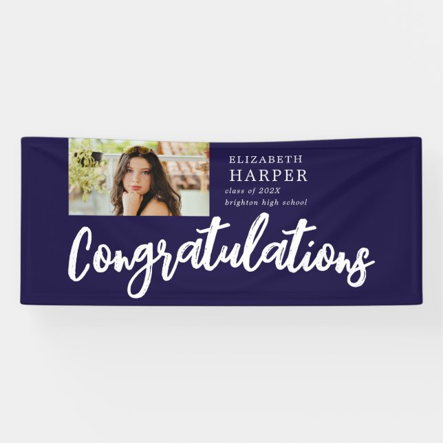 Congratulations Brush Script  Photo Graduation  Banner (Horizontal)