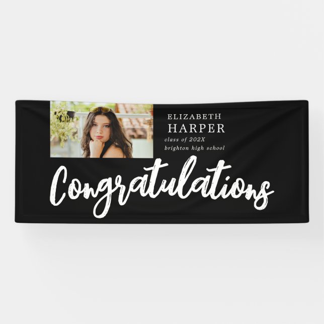Congratulations Brush Script  Photo Graduation  Banner (Horizontal)
