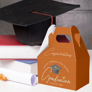 Congratulations Burnt Orange Graduation Party Favor Box