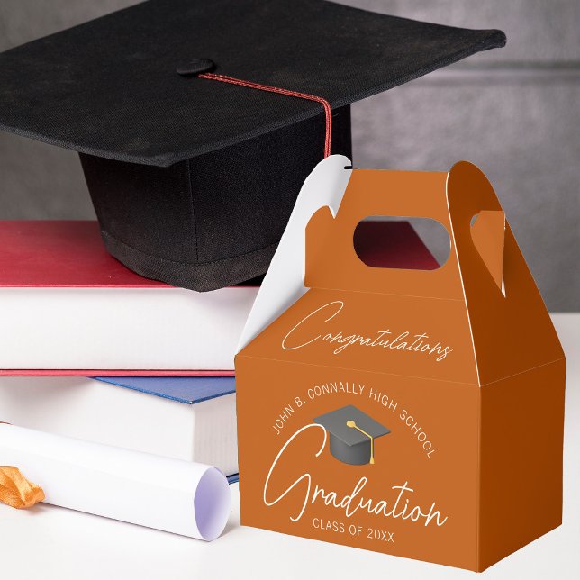 Congratulations Burnt Orange Graduation Party Favor Box (Creator Uploaded)