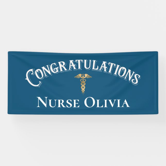 Congratulations Caduceus Medical Nurse Banner (Horizontal)