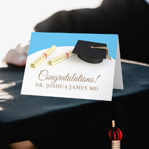Congratulations Cap and Scrolls Graduation Card