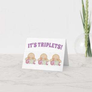 Congratulations Card - Triplets Girls