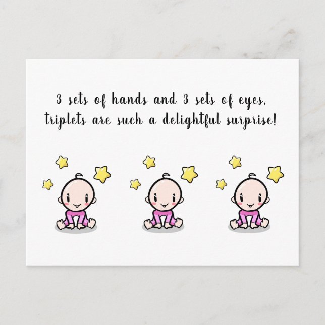 congratulations card triplets, newborn triplets (Front)