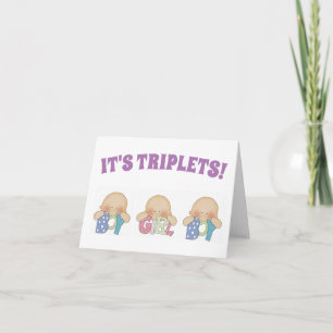 Congratulations Card - Triplets One Girl Two Boys