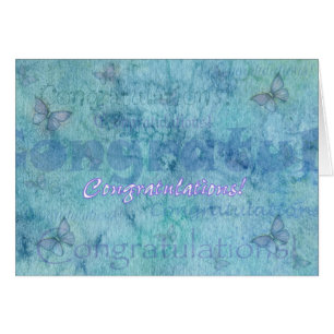 Congratulations Card Turquoise with Butterflies