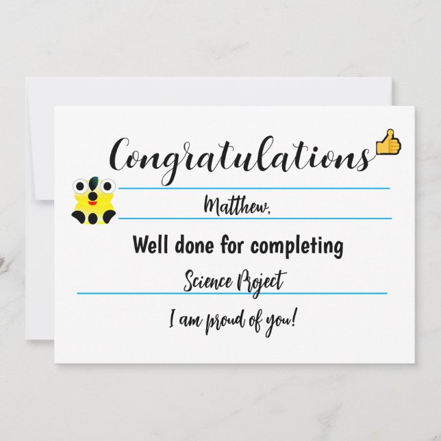 Congratulations Card with Cute Face (Front)