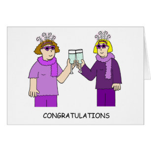 Congratulations Cartoon Ladies in Purple