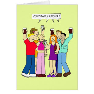 Congratulations Cartoon Young People Partying.