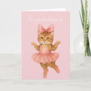 COngratulations Cat Ballerina Pink Card