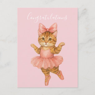 COngratulations Cat Ballerina Pink Postcard