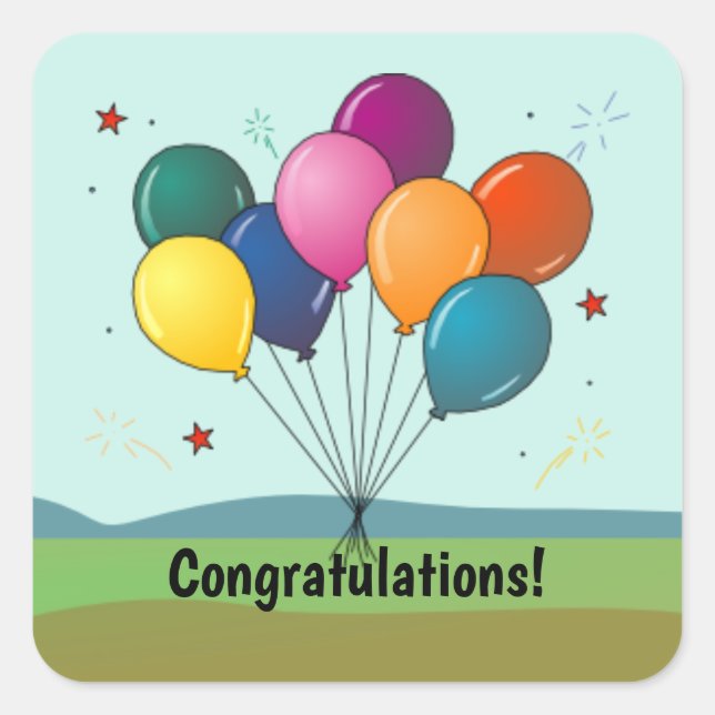 Congratulations! Celebration Balloons  Square Sticker (Front)