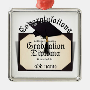 Congratulations! Certificate of Completion Diploma Metal Ornament