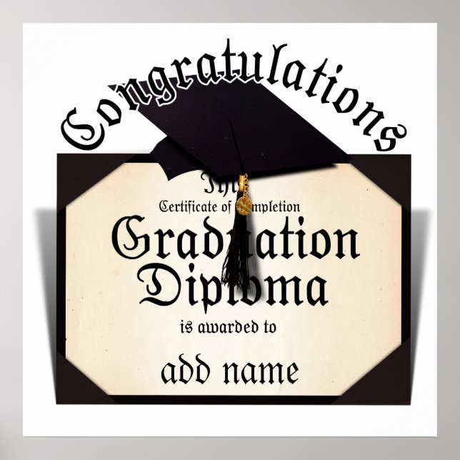 Congratulations! Certificate of Completion Diploma Poster (Front)