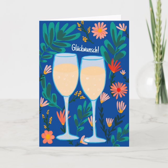 Congratulations champagne Champagne Flowers Prost  Card (Front)