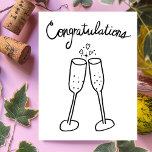 Congratulations Champagne Cheers Sketch Doodle  Postcard<br><div class="desc">Sweet drawing of two bubbly glasses to congratulate someone on their wedding or engagement! Click on “Personalize” above to edit the inside text to suit your needs. Then click "edit using design tool" to adjust the fonts, colours and placements. You can change the background colour too or check my shop...</div>