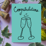 Congratulations Champagne Cheers Sketch Doodle  Postcard<br><div class="desc">Sweet drawing of two bubbly glasses to congratulate someone on their wedding or engagement! Click on “Personalize” above to edit the inside text to suit your needs. Then click "edit using design tool" to adjust the fonts, colours and placements. You can change the background colour too or check my shop...</div>