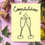 Congratulations Champagne Cheers Sketch Doodle  Postcard<br><div class="desc">Sweet drawing of two bubbly glasses to congratulate someone on their wedding or engagement! Click on “Personalize” above to edit the inside text to suit your needs. Then click "edit using design tool" to adjust the fonts, colours and placements. You can change the background colour too or check my shop...</div>