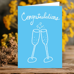 Congratulations Champagne Engagement Sketch Doodle Card