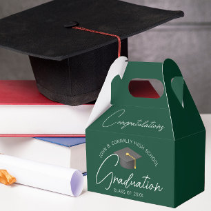 Congratulations Chic Dark Green Graduation Party Favor Box
