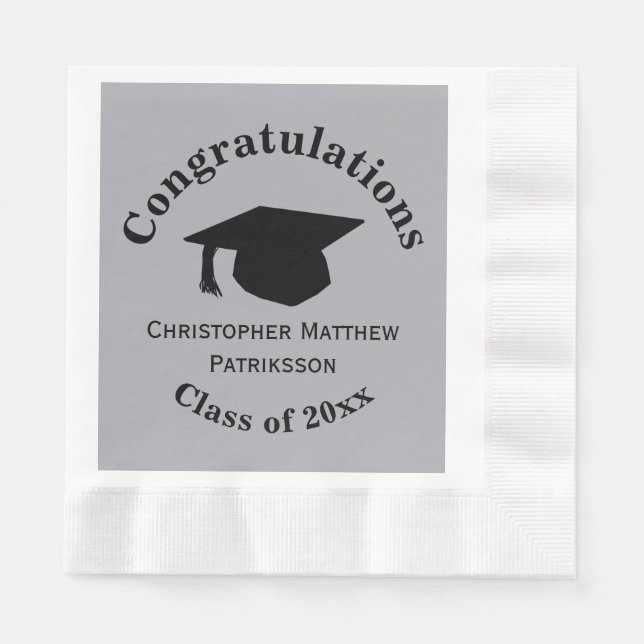 Congratulations, Class 20xx Graduation, Silver Napkin (Front)