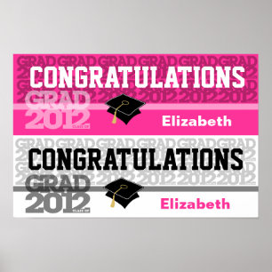 Congratulations Class of 2012 Banner Poster Pink