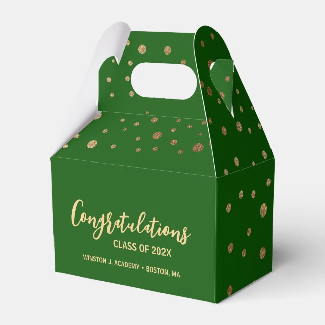 Congratulations class of 2024 Grad Green Gold Favor Box (Front Side)