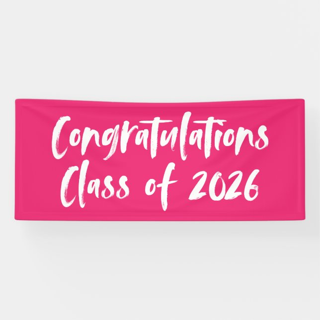Congratulations Class of 2025 Hot Pink Graduation Banner (Horizontal)