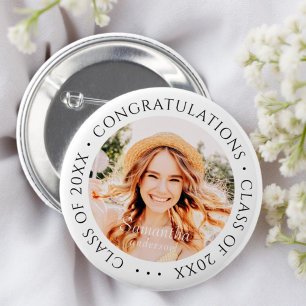 Congratulations Class of 20XX Modern Simple Photo 2 Inch Round Button