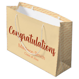 Congratulations Class of 20xx Peach Coral Graduate Large Gift Bag