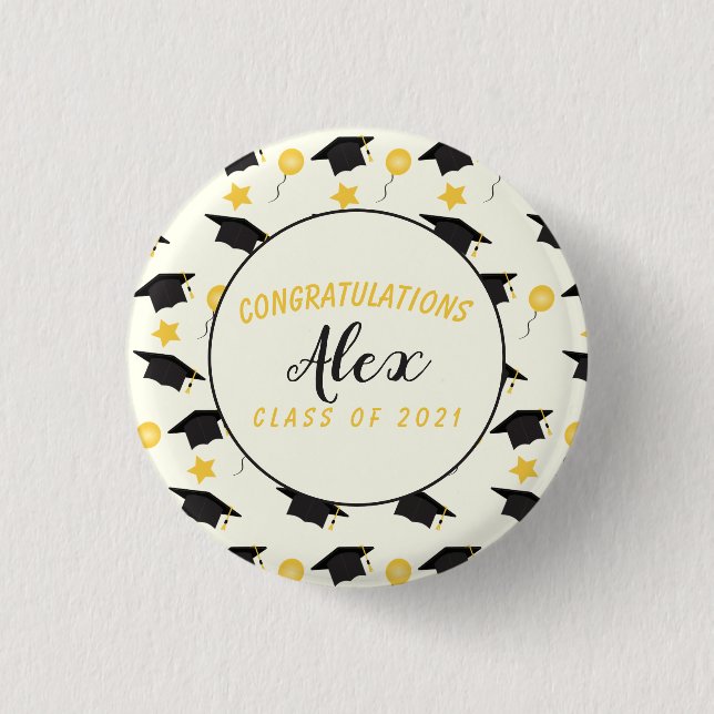 Congratulations Class Of Graduate Customize Name   1 Inch Round Button (Front)