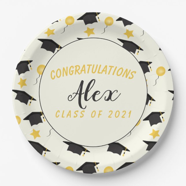 Congratulations Class Of Graduate Customize Name   Paper Plate (Front)