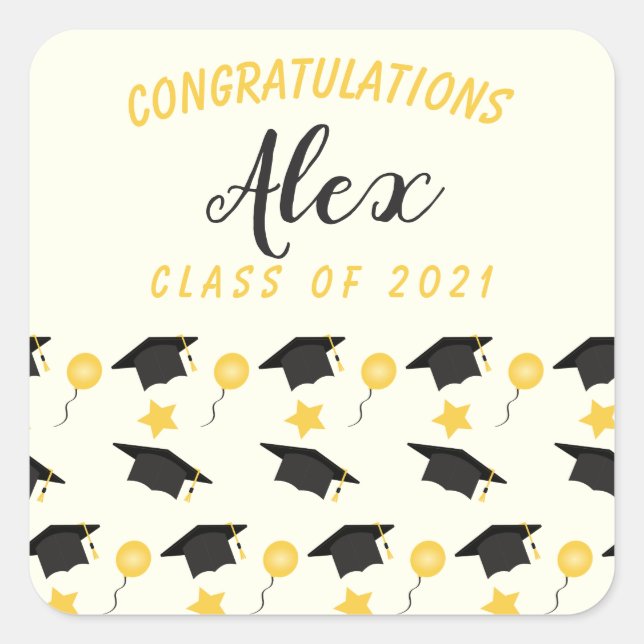 Congratulations Class Of Graduate Customize Name   Square Sticker (Front)