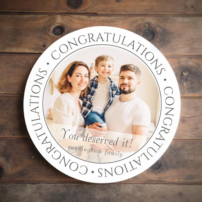 Congratulations | Classic Simple Custom Photo Classic Round Sticker (Creator Uploaded)