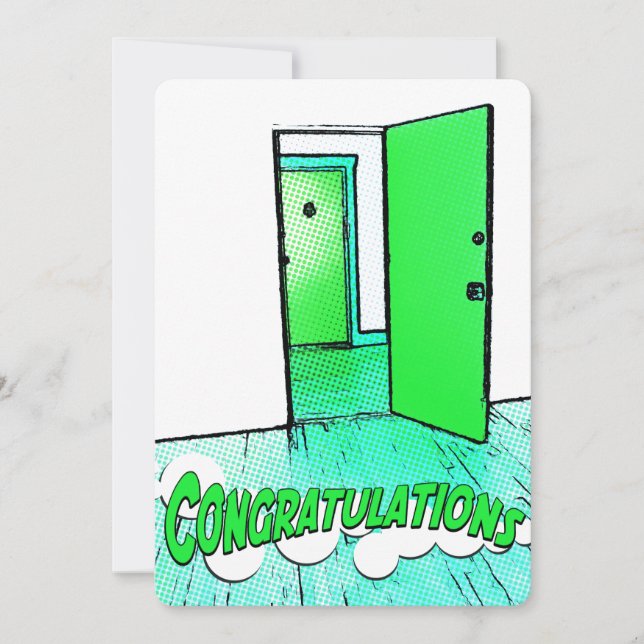 congratulations comic door invitation (Front)