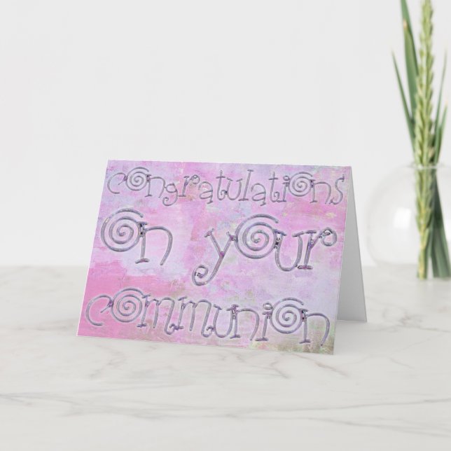 Congratulations Communion Typography Watercolor Card (Front)
