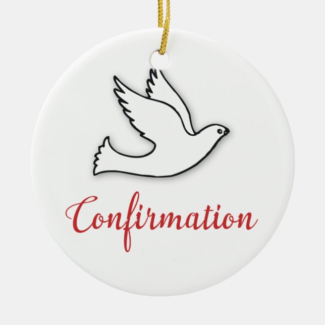 Congratulations Confirmation Dove with Gold, Red Ceramic Ornament (Front)