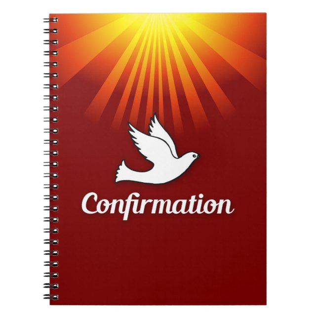 Congratulations Confirmation Dove with Gold/Red Notebook (Front)