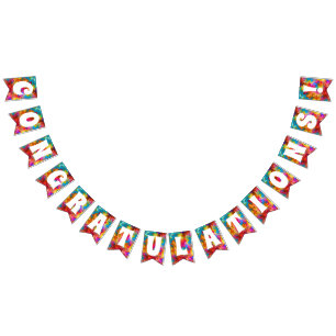 CONGRATULATIONS CONGRATS COLORFUL RAINBOW    BUNTING FLAGS