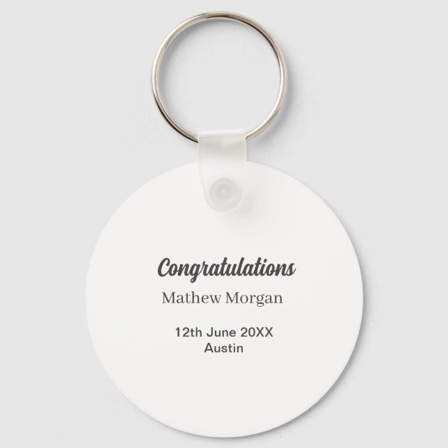 Congratulations congrats graduation name year clas keychain (Front)