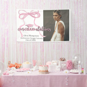 Congratulations Coquette Bow Photo Graduation Banner