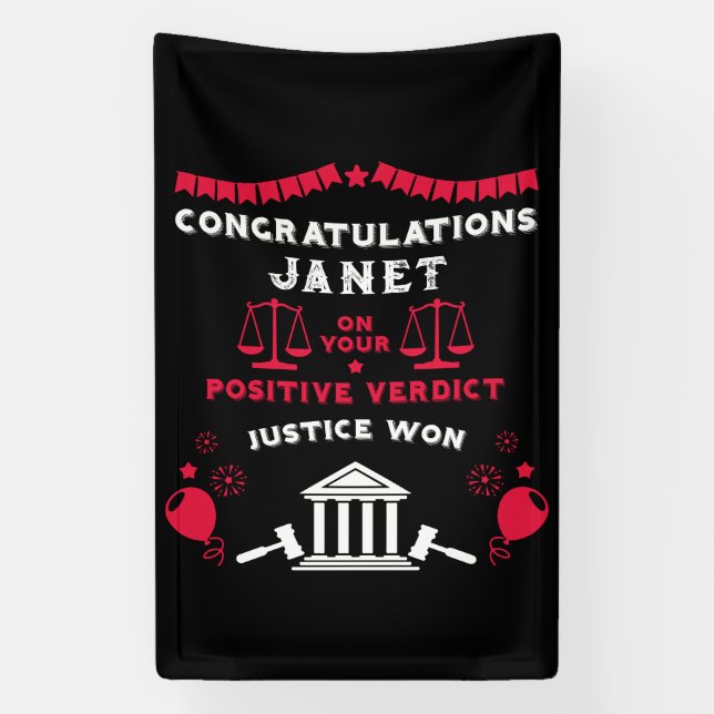 Congratulations Court Verdict Banner (Vertical)