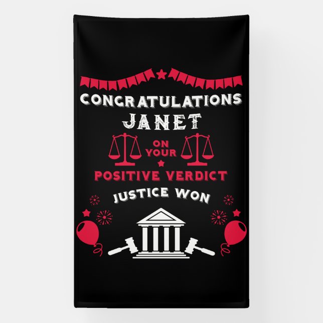 Congratulations Court Verdict Banner (Vertical)
