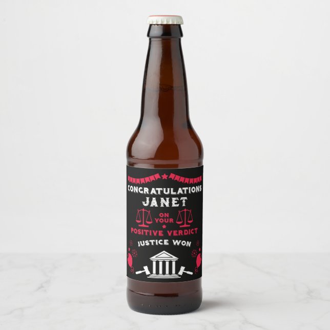 Congratulations Court Verdict Beer Bottle Label (Front)