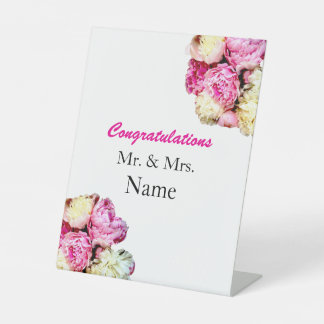 Congratulations Custom Banner Peony Floral Pedestal Sign