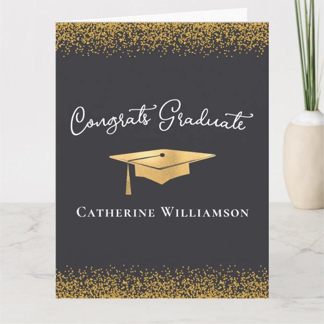 Congratulations Custom Elegant Gold Graduation  Card (Front)